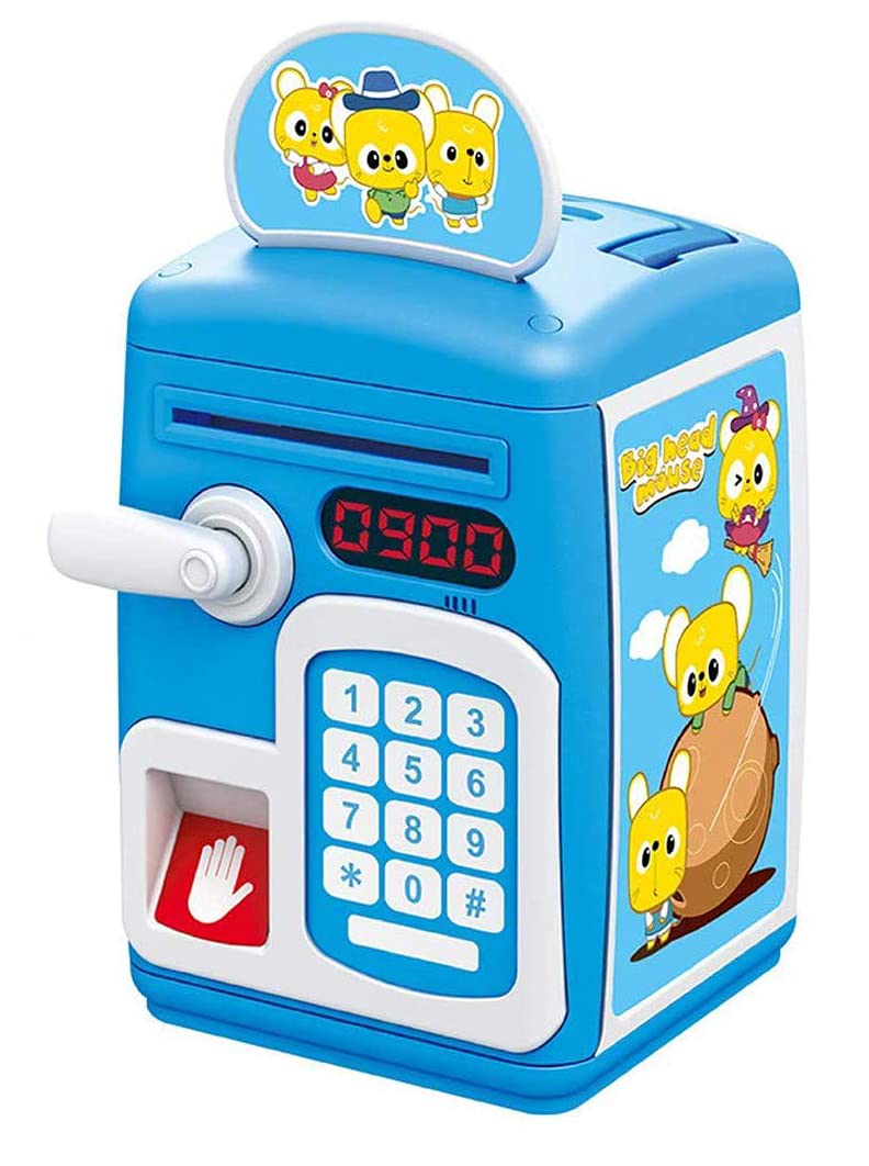 Magicwand Musical Money Safe Kids Piggy Savings Bank with Finger Print Sensor & Solitaire Stickers【Cartoon Blue】【Pack of 1】… - Image 1