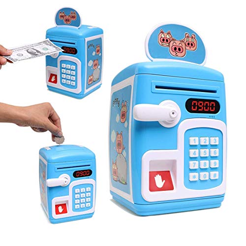 Magicwand Musical Money Safe Kids Piggy Savings Bank with Finger Print Sensor & Solitaire Stickers【Cartoon Blue】【Pack of 1】… - Image 2