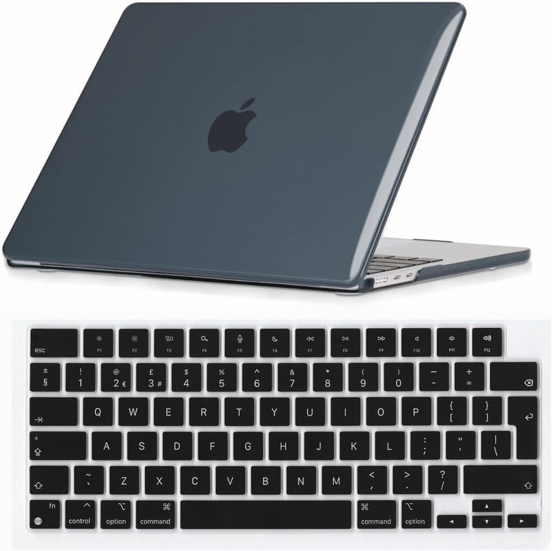 سيفن لاين متوافق مع حافظة MacBook Air M4 13.6 بوصة 2022-2025 غطاء صلب للكمبيوتر المحمول لـ Mac Air 13 بوصة موديل A2681/A3113/A3240 M2/M3/M4 وغطاء واقي للوحة المفاتيح، أسود كريستالي - Image 1