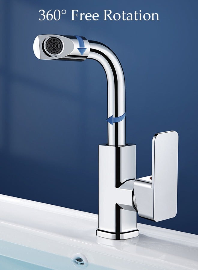 DUNISO Stainless Steel Kitchen Faucet with 360° Rotating Water Outlet  Vintage Single Handle Kitchen Sink Faucet High Arc Kitchen Faucet Classic Style Fashion-forward Built to Last - Image 2