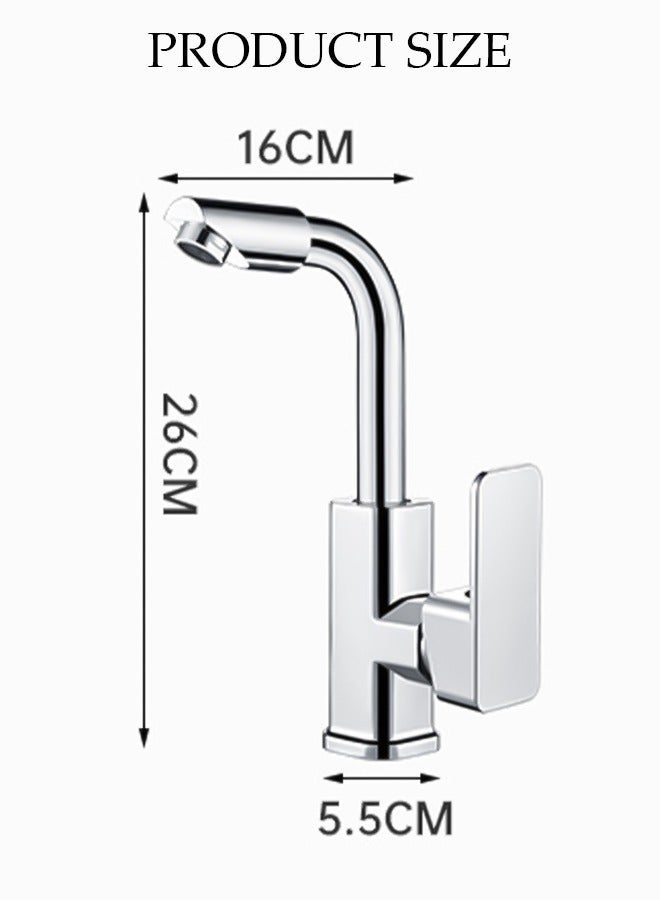 DUNISO Stainless Steel Kitchen Faucet with 360° Rotating Water Outlet  Vintage Single Handle Kitchen Sink Faucet High Arc Kitchen Faucet Classic Style Fashion-forward Built to Last - Image 4