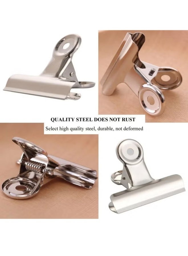 "10 PCS Silver Metal Hinge Clips -2 Inch Large Bull Binder Paper Clips Clamp for Office Pictures Photos, Kitchen Food Bags (50mm) " - Image 5