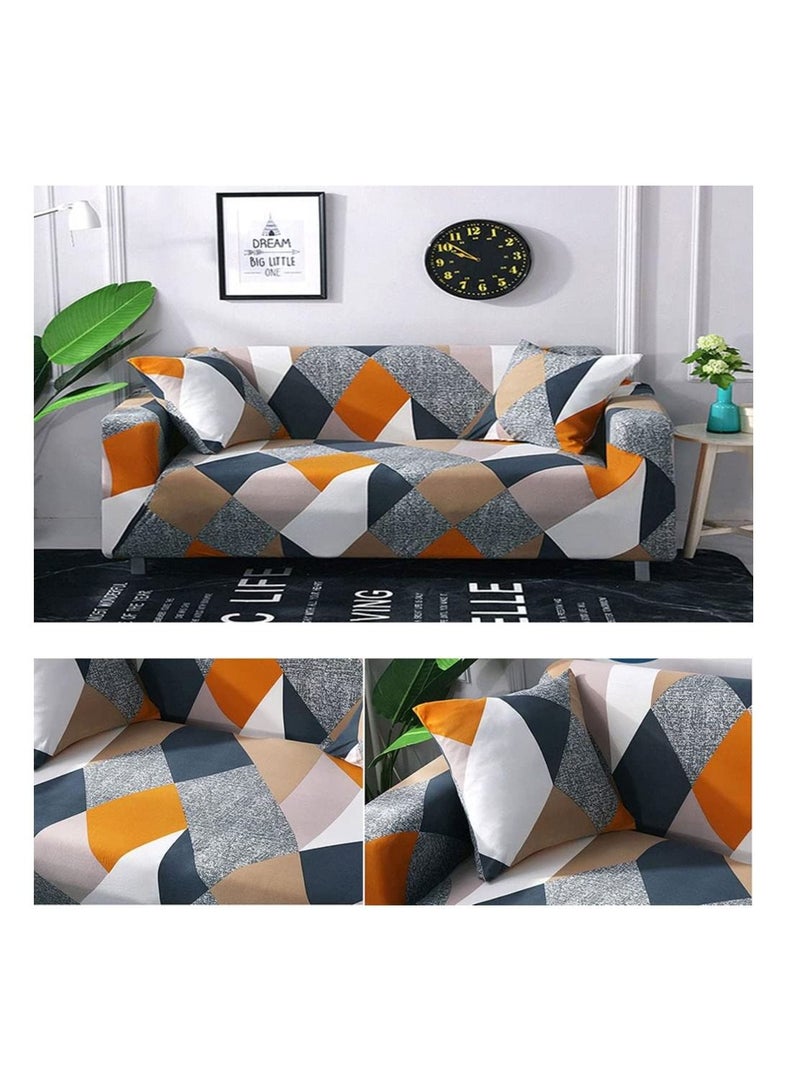 BLOOMING TIME Printed Stretch Sofa Cover with Free Pillow Cases Perfect Fit for 2-Cushion Couch and Loveseat (03) - Image 1