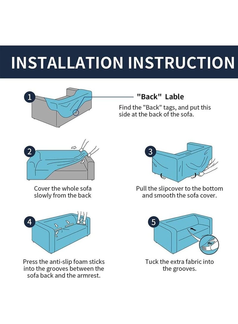 BLOOMING TIME Printed Stretch Sofa Cover with Free Pillow Cases Perfect Fit for 2-Cushion Couch and Loveseat (03) - Image 4