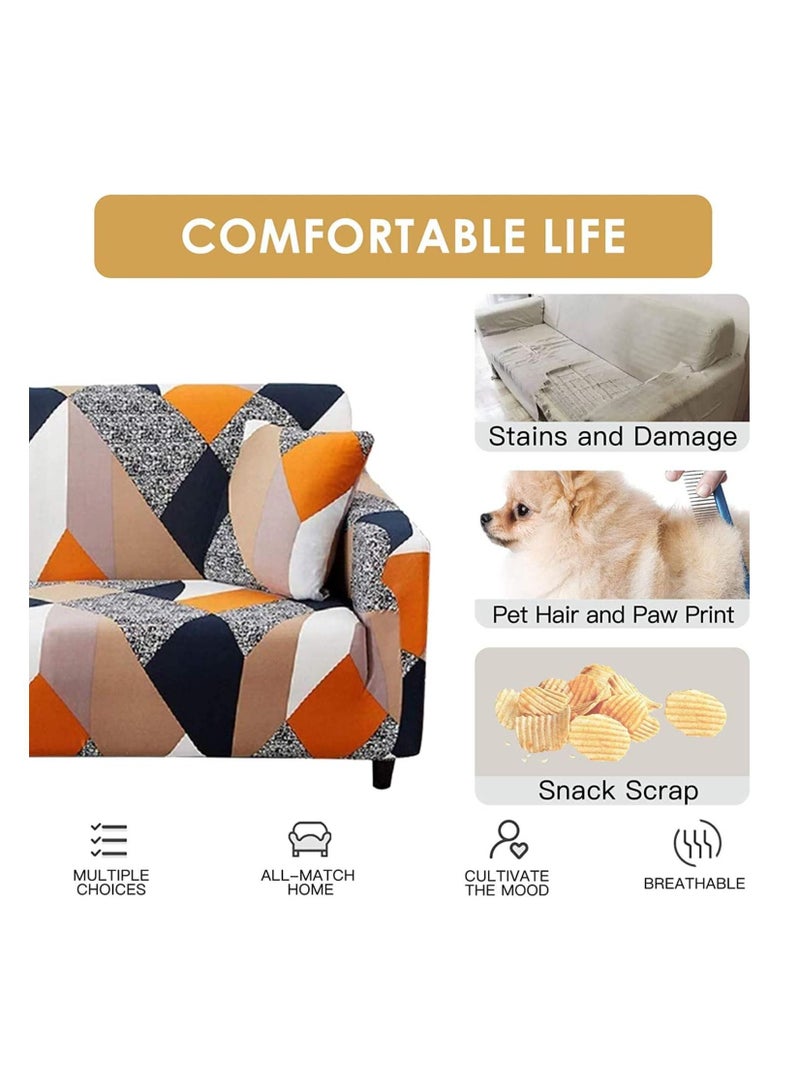 BLOOMING TIME Printed Stretch Sofa Cover with Free Pillow Cases Perfect Fit for 2-Cushion Couch and Loveseat (03) - Image 3