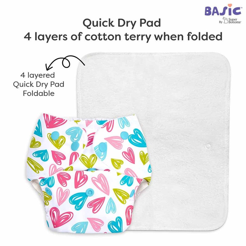 Superbottoms Basic Leakage-proof advanced cloth diapers for babies, High Absorbent 100% cotton 2 reusable diaper and 2 insert pad Combo Pack washable cloth diaper 3M -3Years Adjustable, Reduces Rash - Image 5