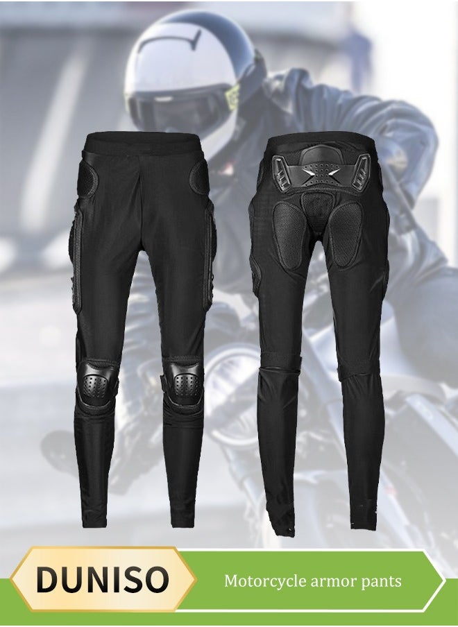 DUNISO - Motorcycle protective armor pants, riding impact pants, anti fall, anti collision, suitable for all seasons, suitable for off road, motorcycle, racing use, black (L) - Image 1