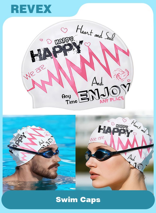 REVEX Men Women Swim Caps, Unisex Adult Swimming Caps  for Short Long Hair to Keep Hair Dry, Waterproof Bathing Cap for Swimming - Image 1