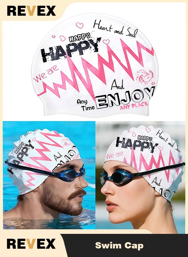 REVEX Men Women Swim Caps, Unisex Adult Swimming Caps  for Short Long Hair to Keep Hair Dry, Waterproof Bathing Cap for Swimming - Image 1
