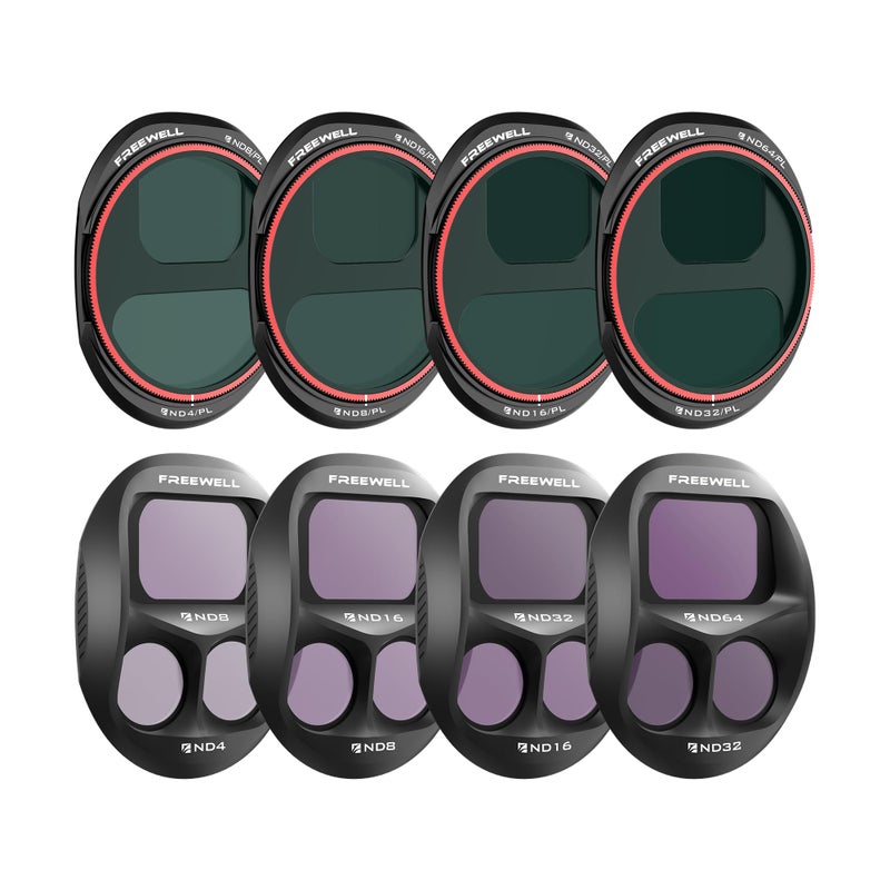Freewell All Day 8-Pack Split ND & ND/PL Filters for DJI Mavic 4 Pro â€” Complete ND4 to ND64 Set with Polarizers for Full-Day Light Control, Glare Reduction & Vibrant Aerial Shots - Image 1