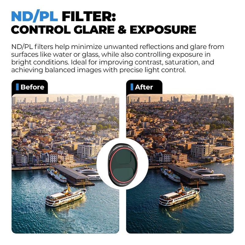 Freewell All Day 8-Pack Split ND & ND/PL Filters for DJI Mavic 4 Pro â€” Complete ND4 to ND64 Set with Polarizers for Full-Day Light Control, Glare Reduction & Vibrant Aerial Shots - Image 4