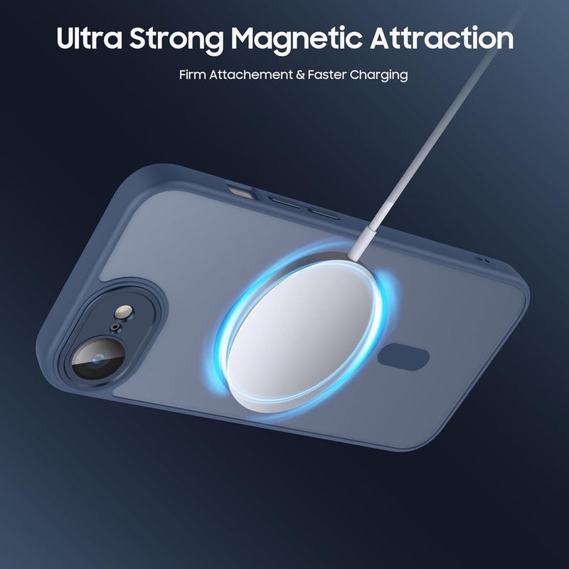 Demark Strong Magnetic for iPhone 16e/17e with MagSafe, 10FT Drop Resistant Matte Skin Feeling Back Cover Shockproof Slim Fit foriPhone 16e/17e Phone Case Cover (Navy Blue) - Image 4
