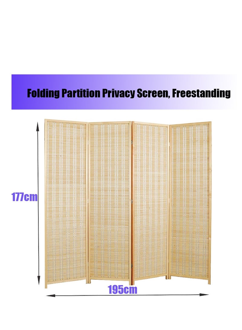 Generic 𝐅𝐅𝐃 Premium Wooden Room Divider with Foldable Panels | Freestanding 4-Panel Privacy Screen | Lightweight & Durable Room Separator for Living Room, Bedroom, Office | Portable, No Assembly Required, Stylish Rattan Finish  - Image 2