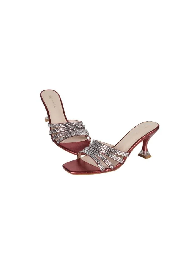 ZAYNA 221-233 Zayna Ladies Kitten Heel Sandals 15C8618-621 Bordo