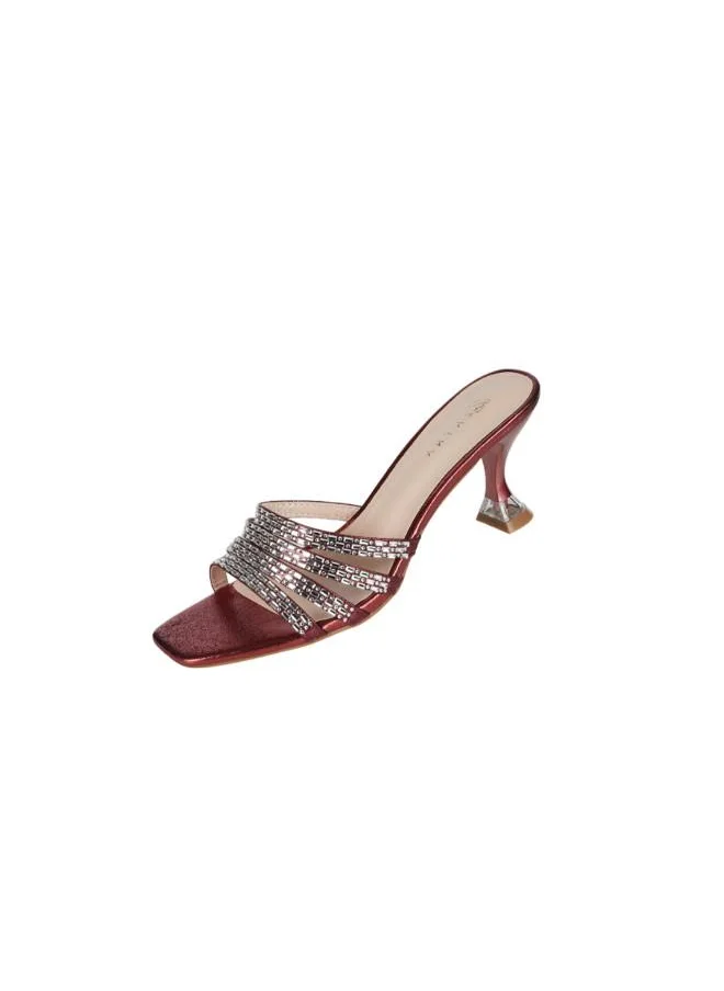 ZAYNA 221-233 Zayna Ladies Kitten Heel Sandals 15C8618-621 Bordo