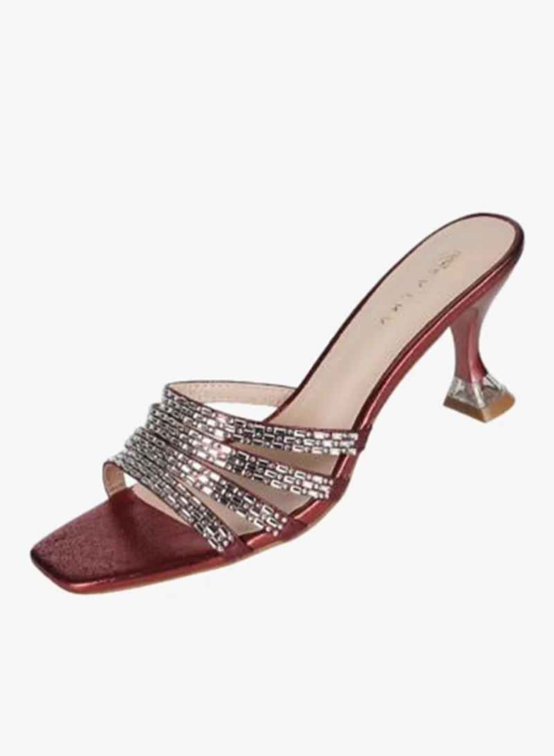 ZAYNA 221-233 Zayna Ladies Kitten Heel Sandals 15C8618-621 Bordo