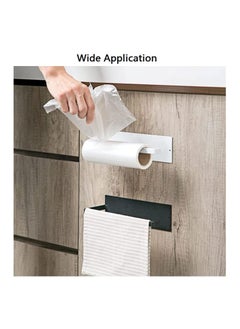 Rock Pow Paper Towel Holder Self Adhesive, Wall Mounted Paper Towel Tissue Paper Hanger for Bathroom Kitchen-Both Available in Self Adhesive and Screws(White)  - Image 3