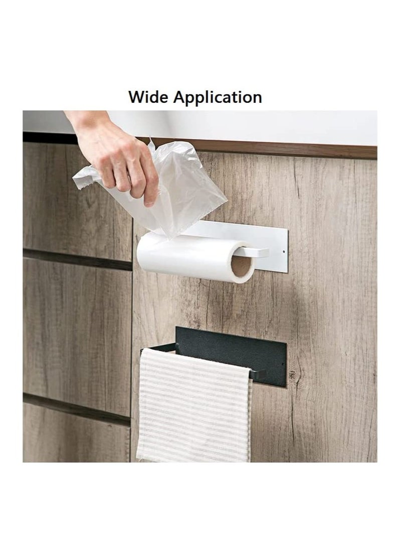 Rock Pow Paper Towel Holder Self Adhesive, Wall Mounted Paper Towel Tissue Paper Hanger for Bathroom Kitchen-Both Available in Self Adhesive and Screws(White)  - Image 3