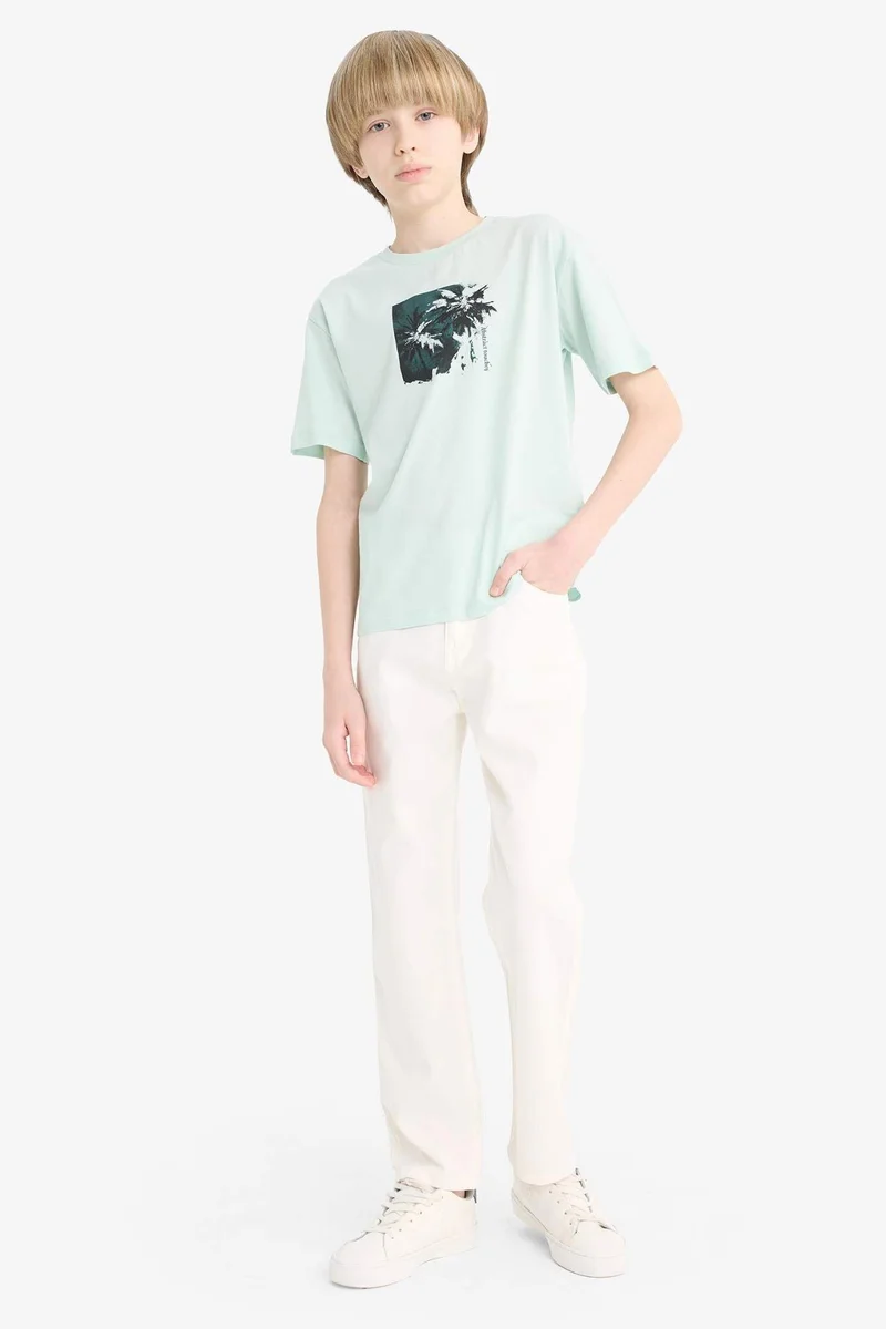 ديفاكتو Boy Crew Neck Printed Short Sleeve T-Shirt