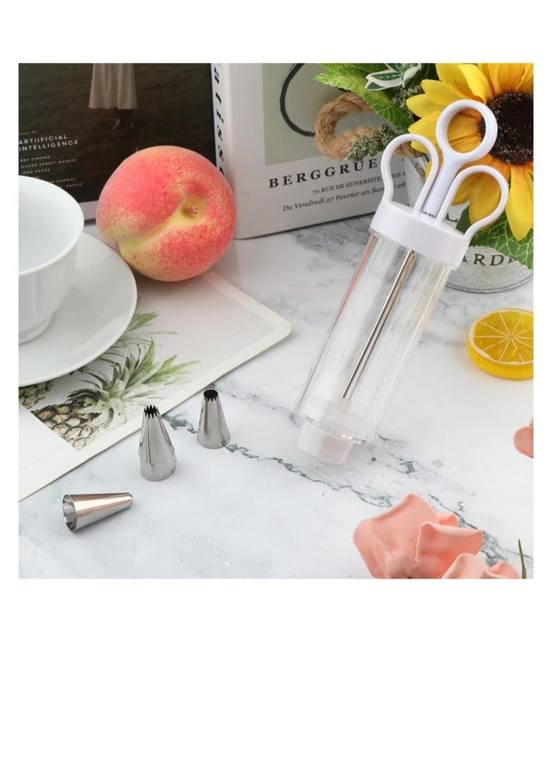 Dessert Decorating Syringe Set, Cake Decorating Supplies Kit, Cupcake Icing Piping Kit, with 6 Stainless Steel Piping Tips Cupcake Icing Piping Kit, for Cake Cookies Decoration  - Image 4