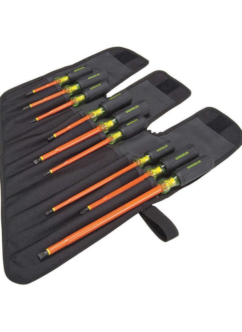 Greenlee GREENLEE 0153-01-INS Insulated Screwdriver Kit, Black Handle, 9 Pieces 