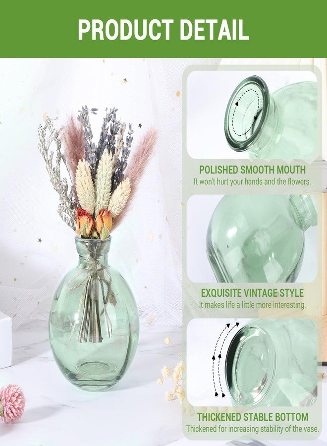 Suream Green Small Flower Vase, Set of 3 Cute Vase for Minimalist Decor, Glass Bud Vases for Home Table Flower Decoration - Image 3
