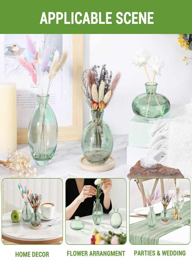 Suream Green Small Flower Vase, Set of 3 Cute Vase for Minimalist Decor, Glass Bud Vases for Home Table Flower Decoration - Image 4