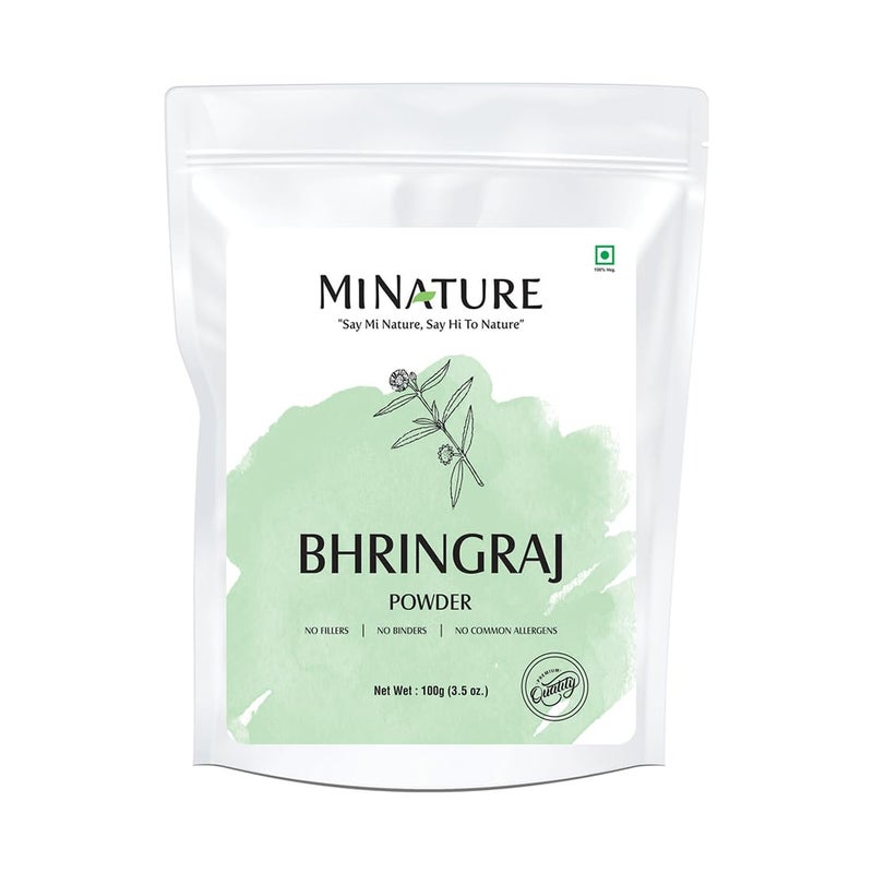 Bhringraj Powder (Eclipta Prostrata) by mi nature | False daisy| Natural and Pure Dry bhringraj leaves Powder | Hair care | Hair Pack | Improves Hair quality |Control Premature Grey Hair| 100g(4 oz)