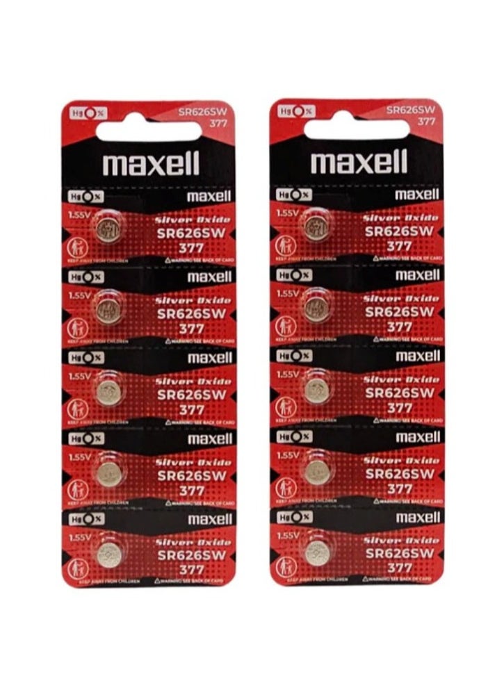 ماكسل 10-Pieces Maxell SR626SW / 377 Silver Oxide Hg0% 1.55V (maxell) Japan Batteries 