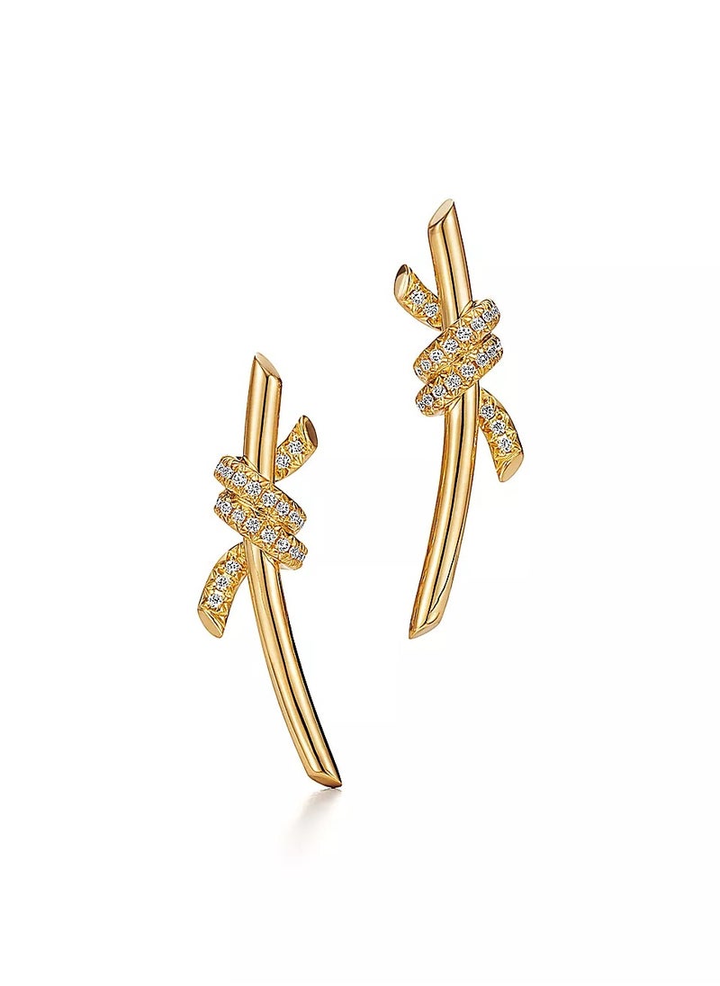 Tiffany & Co. Tiffany Knot Earrings in Yellow Gold with Diamonds  - Image 1
