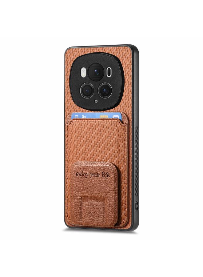 S-TOP Case For Honor Magic6 Pro Carbon Fiber Card Bag Fold Stand Phone Case - Image 2