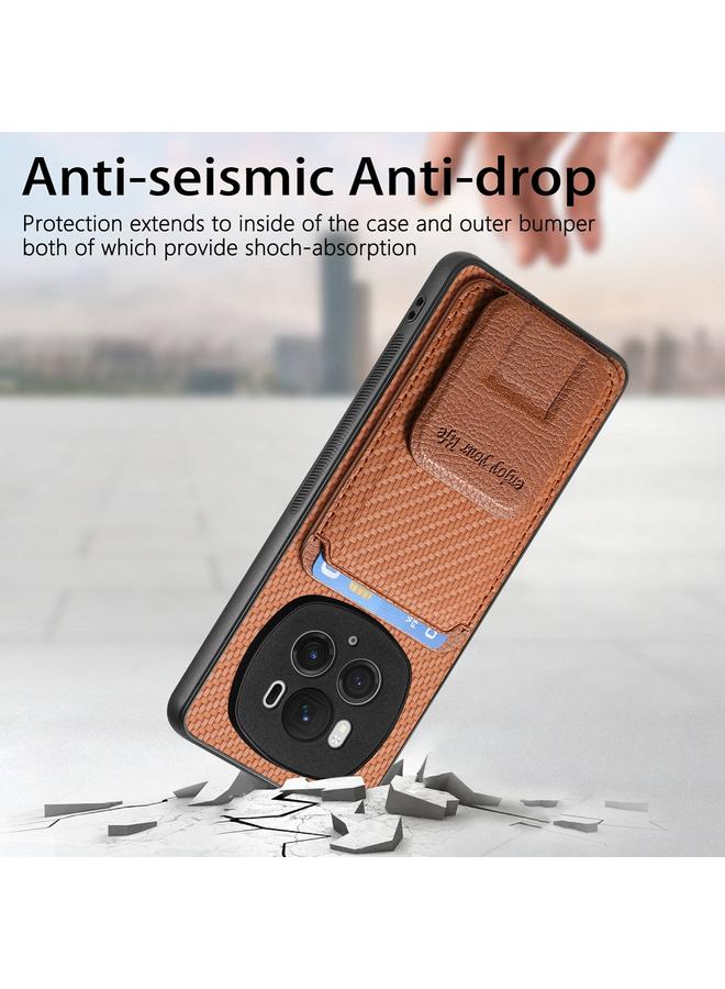 S-TOP Case For Honor Magic6 Pro Carbon Fiber Card Bag Fold Stand Phone Case - Image 3
