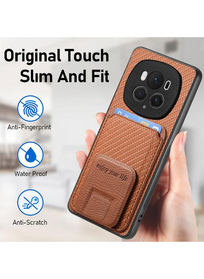 S-TOP Case For Honor Magic6 Pro Carbon Fiber Card Bag Fold Stand Phone Case - Image 5