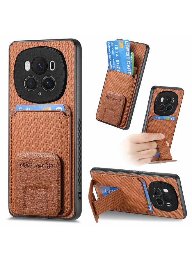 S-TOP Case For Honor Magic6 Pro Carbon Fiber Card Bag Fold Stand Phone Case - Image 1