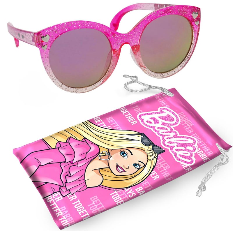 Sun-Staches Barbie Pink Tinted Glitter Kids Girls Sunglasses - Stylish, Comfortable & Durable UV-Protection Barbie Pink Sunglasses with Soft Carrying Case - Officially Licensed Product - Image 1