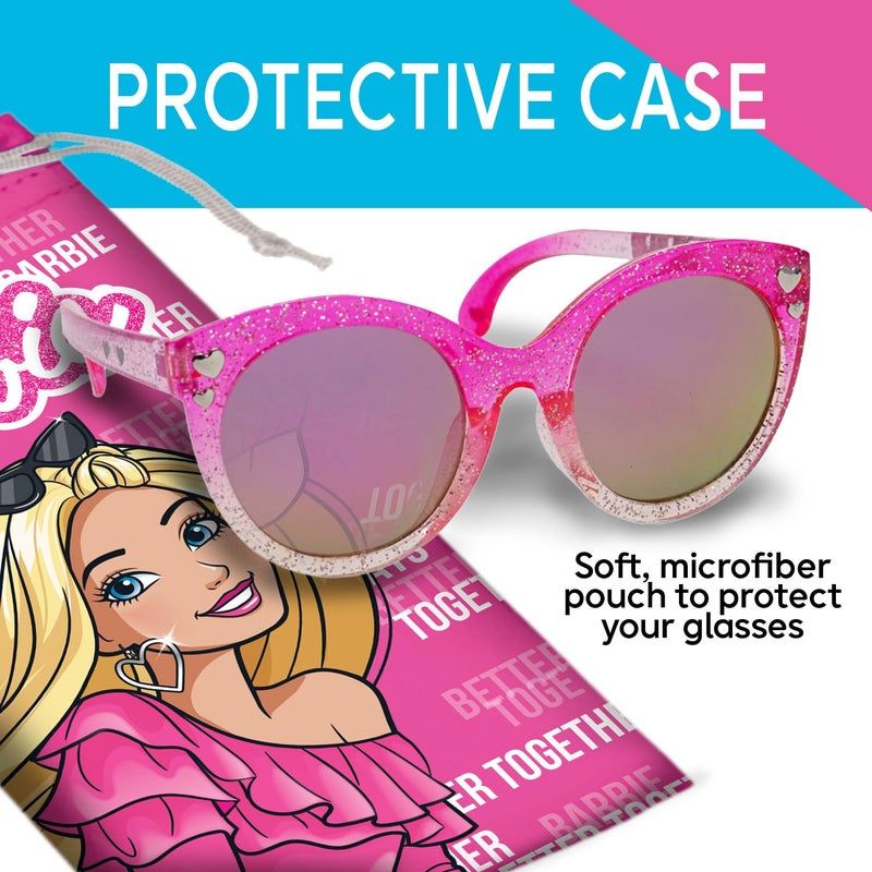 Sun-Staches Barbie Pink Tinted Glitter Kids Girls Sunglasses - Stylish, Comfortable & Durable UV-Protection Barbie Pink Sunglasses with Soft Carrying Case - Officially Licensed Product - Image 3