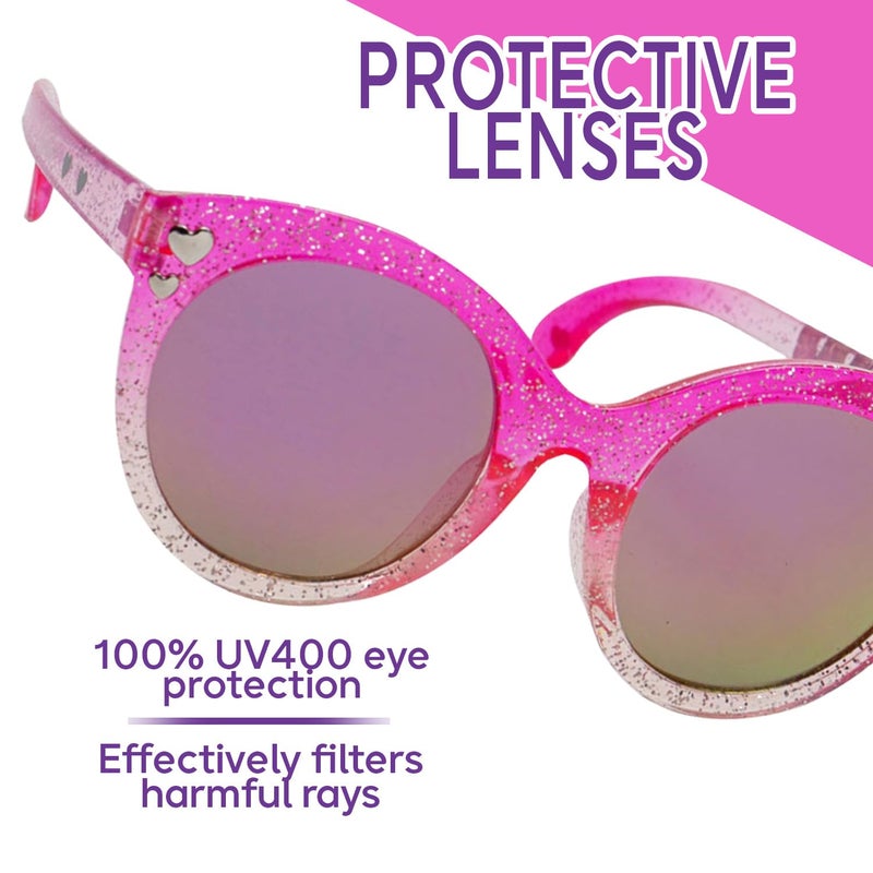 Sun-Staches Barbie Pink Tinted Glitter Kids Girls Sunglasses - Stylish, Comfortable & Durable UV-Protection Barbie Pink Sunglasses with Soft Carrying Case - Officially Licensed Product - Image 5