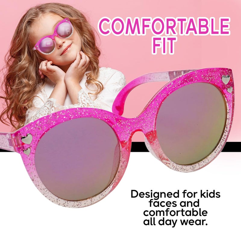 Sun-Staches Barbie Pink Tinted Glitter Kids Girls Sunglasses - Stylish, Comfortable & Durable UV-Protection Barbie Pink Sunglasses with Soft Carrying Case - Officially Licensed Product - Image 4