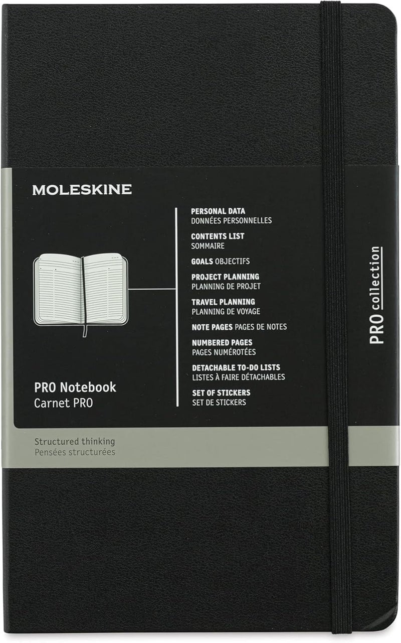 Moleskine PRO Notebook, Hard Cover, Large (5" x 8.25") Professional Project Planning, Black, 240 Pages - Image 1