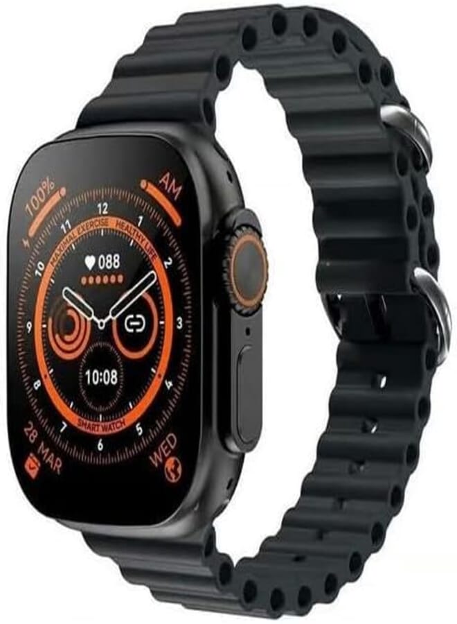 ,Smart Watch Ultra, Wireless Charging Infinite (2.2) Full Display Big Screen, Silicone Band (Black)