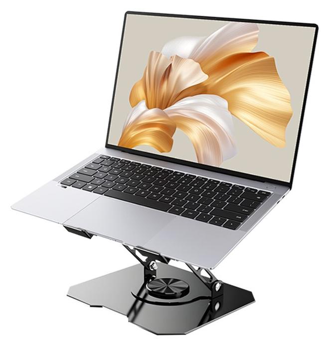 حامل الكمبيوتر المحمول القابل للتعديل مع قاعدة دوارة 360 درجة، حامل كمبيوتر محمول مريح للمكتب، حامل كمبيوتر محمول قابل للطي والحمل، مناسب للعمل التعاوني، يتناسب مع MacBook/الكمبيوتر المحمول حتى 13 بوصة - Image 1