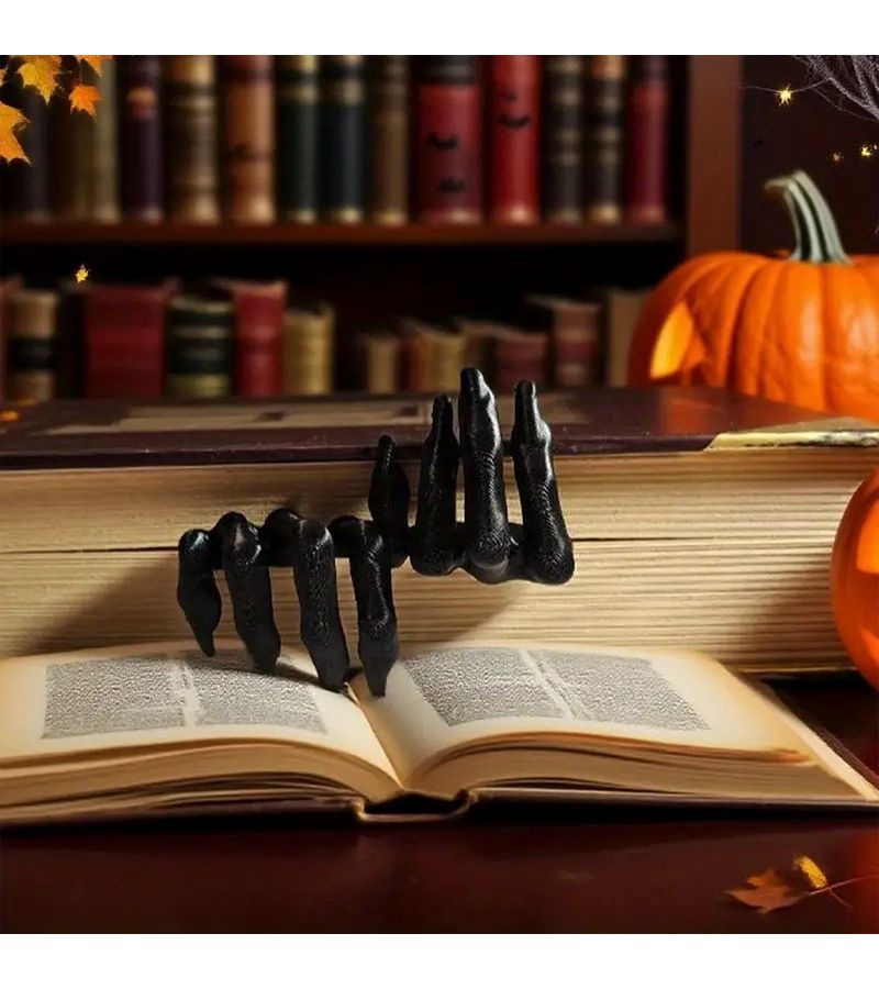 2pcs Black Devil Claw Bookmarks For Halloween Reading Page Marker - Image 1