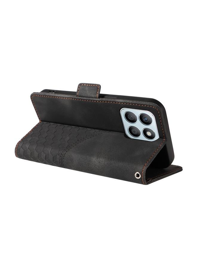 اس-توب جراب هاتف Honor X8b من الجلد المنقوش بنقشة معينية مرصعة بالنجوم - Image 5