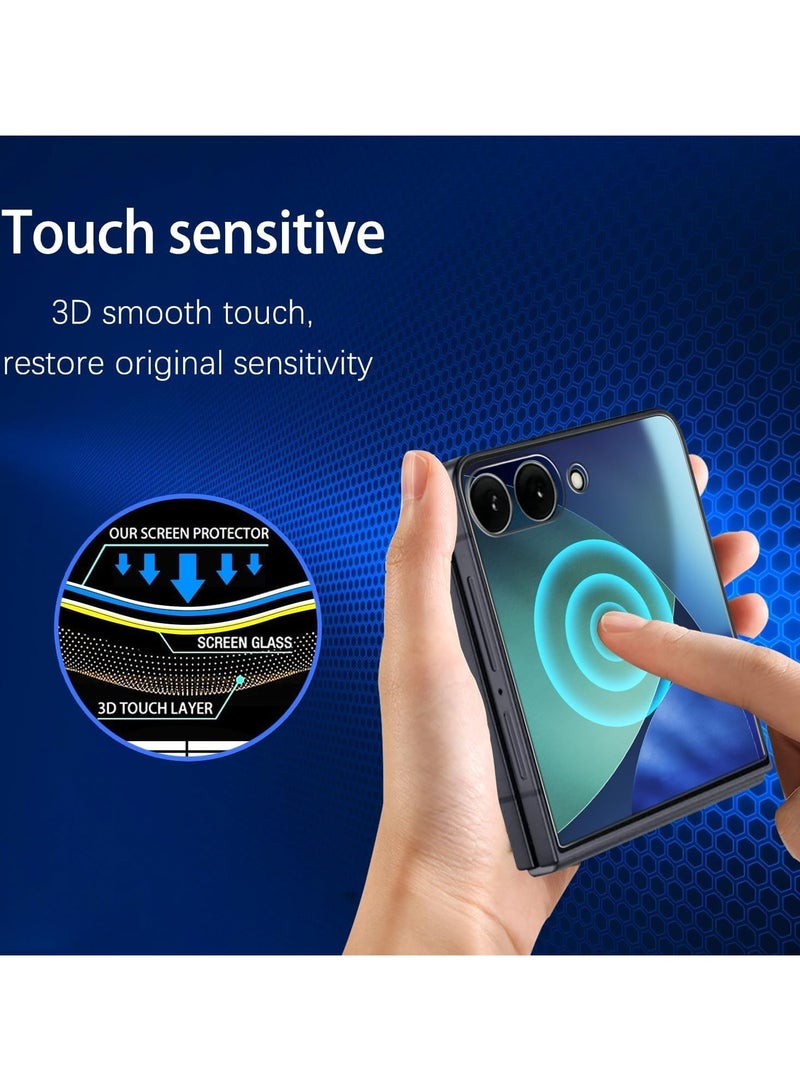 أكاليكس واقي شاشة لهاتف سامسونج جالاكسي زد فليب 7،  غطاء TPU الداخلي المرن وعبوة واحدة من واقي الشاشة الخارجي المصنوع من الزجاج المقوى، مضاد للخدش، بدون فقاعات - Image 4