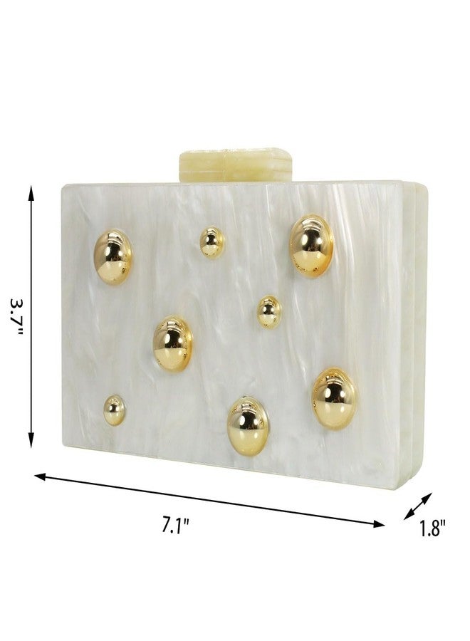 DEBIMY Stylish Acrylic Evening Bag Pearl Clutch Elegant Marble Acrylic Clutch Purses for Women Party Wedding Casual, Pearl B - Image 3