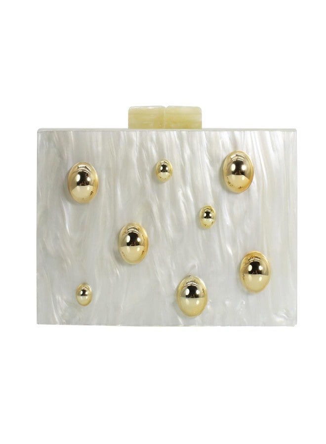 DEBIMY Stylish Acrylic Evening Bag Pearl Clutch Elegant Marble Acrylic Clutch Purses for Women Party Wedding Casual, Pearl B - Image 1