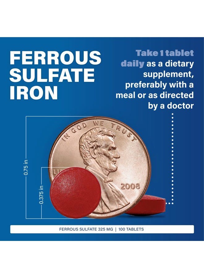 MAJOR Ferosul - Ferrous Sulfate 325mg Tablets with 65mg of Elemental Iron - Iron Supplement for Women, Men - Red - 100 Tablets (3 Pack) - Image 3