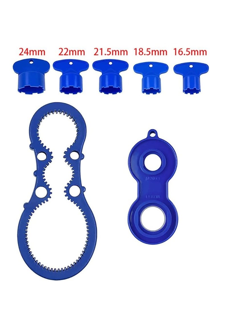 Aerator Key, Faucet removal tool, wrench with Shell Removal Tool, Replacement Cache Aerators for Sink M 16.5, 18.5, 21.5, 22, 24 mm Tap Flow Restrictor