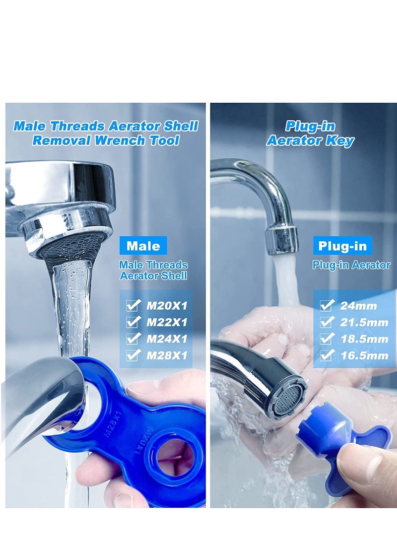 Aerator Key, Faucet removal tool, wrench with Shell Removal Tool, Replacement Cache Aerators for Sink M 16.5, 18.5, 21.5, 22, 24 mm Tap Flow Restrictor