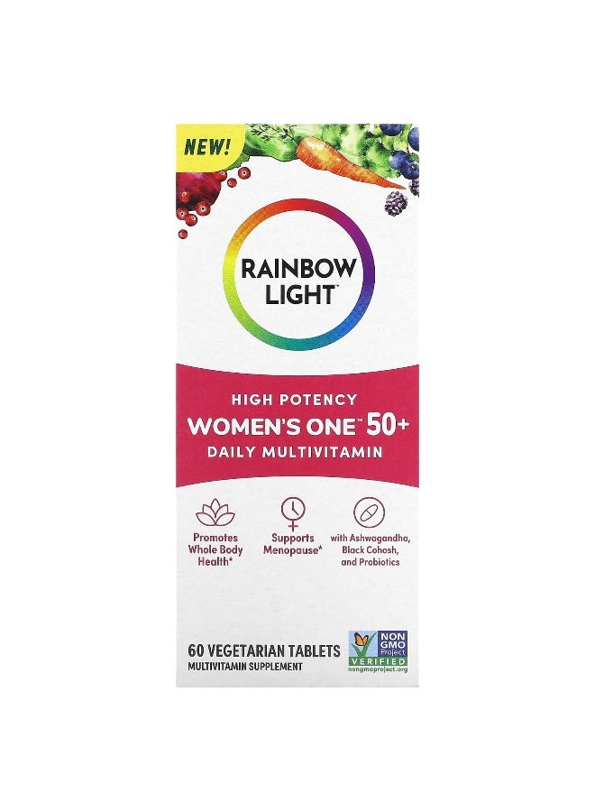 Rainbow Light راينبو لايت، فيتامينات متعددة يومية للنساء 50+، قوة عالية، 60 قرص نباتي - Image 1